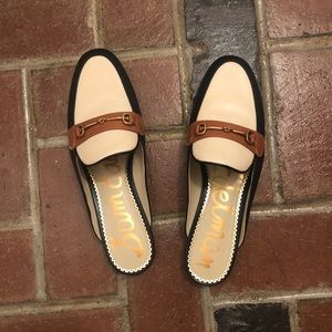 Sam Edelman loafers, cream and black gold buckle 9
